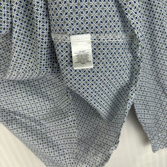 Liz Claiborne Classic Button Down Shirt Women Size Large Blue Diamond Green Dots - Picture 5 of 9